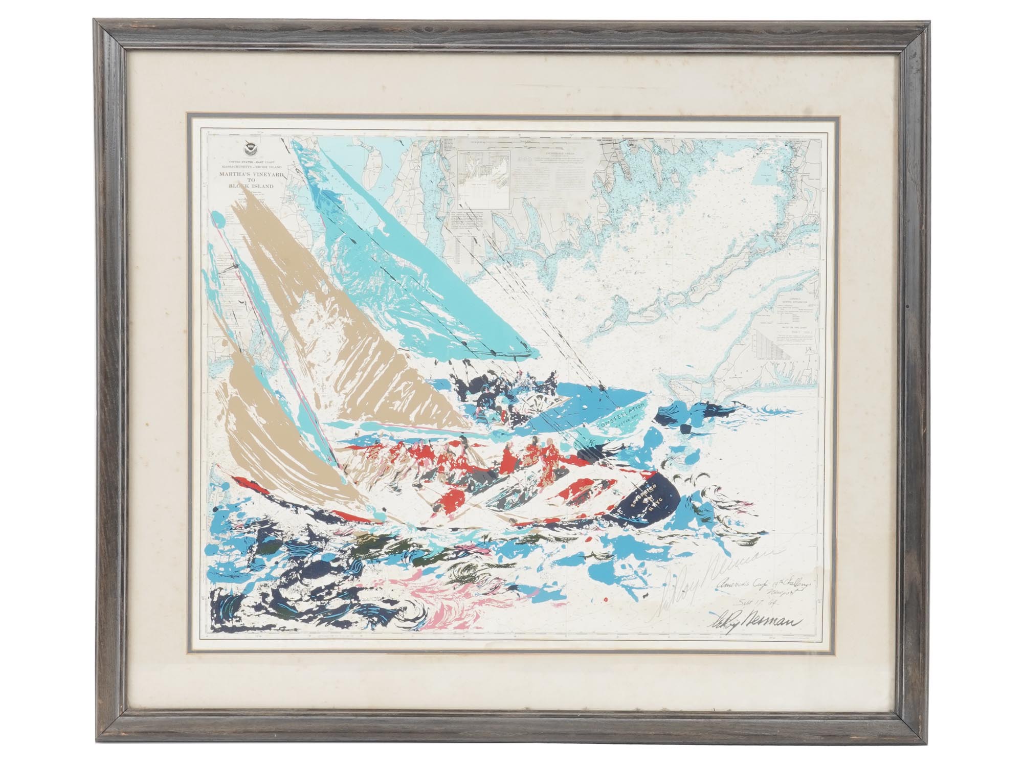 MID CENTURY NAUTICAL LITHOGRAPH BY LEROY NEIMAN PIC-0